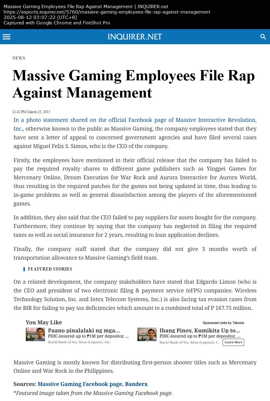 Massive Gaming Employees File Rap Against Management