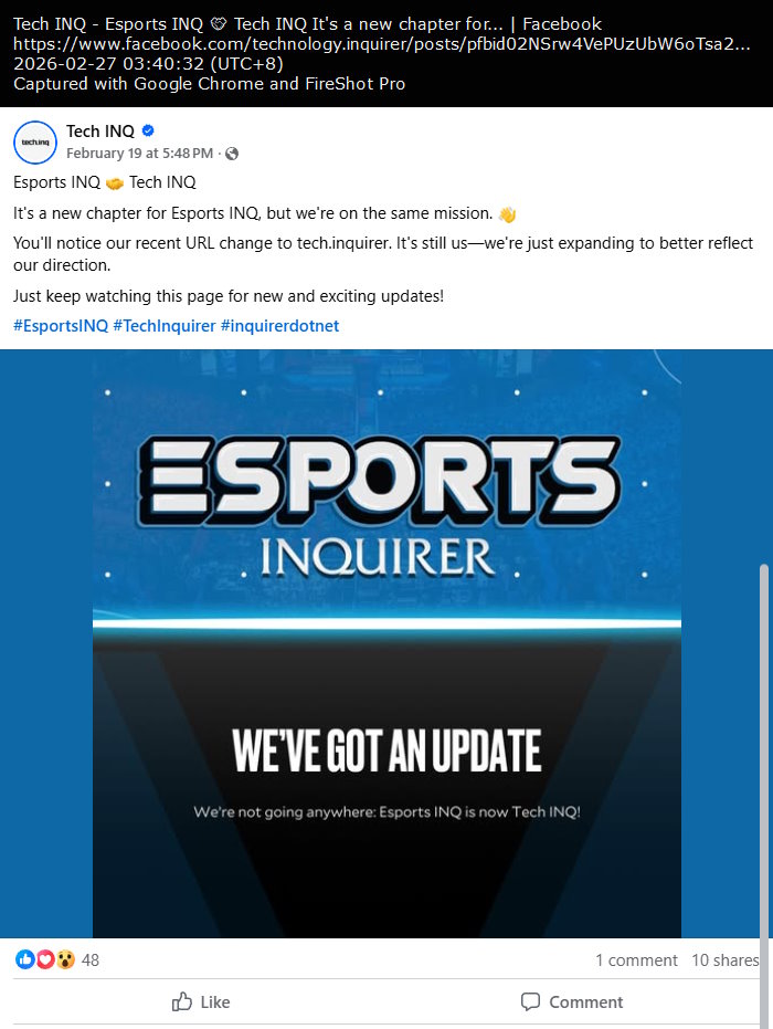 Esports INQ rebranding into Tech INQ