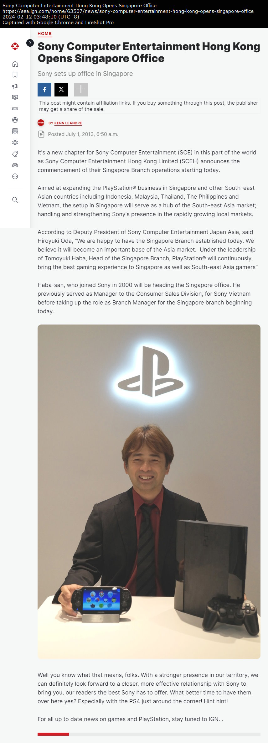 Sony Computer Entertainment Hong Kong Opens Singapore Office