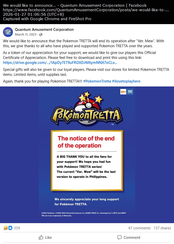 Pokémon Tretta's phase out Pokémon Tretta's phase out