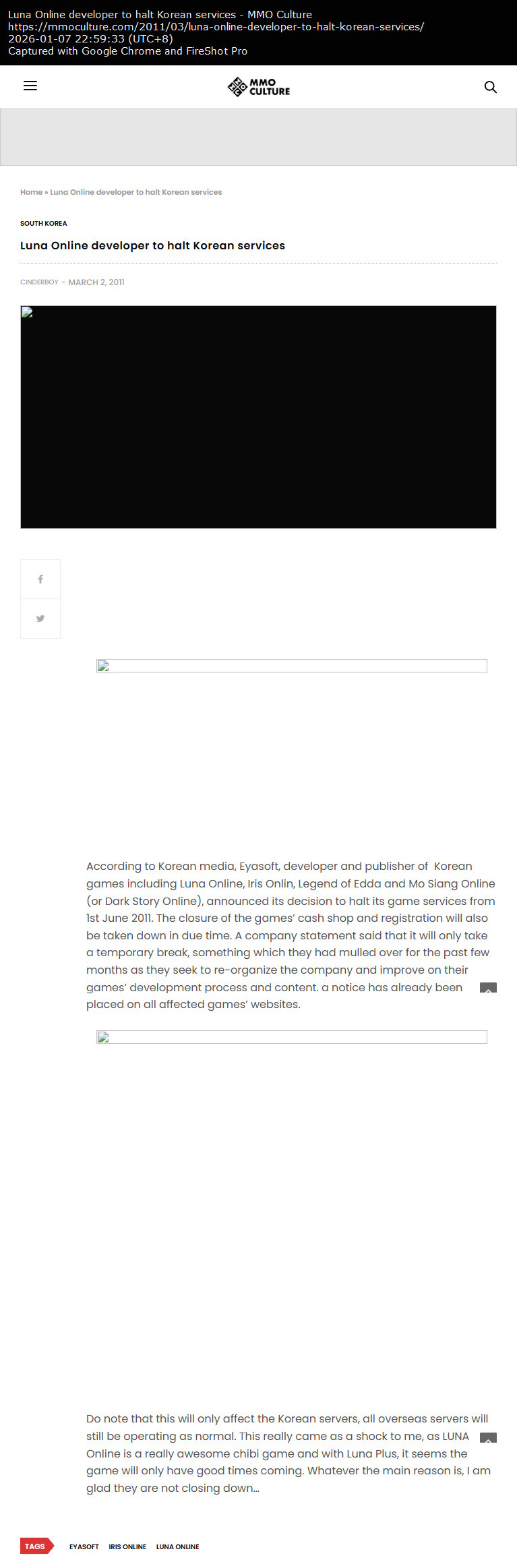 Luna Online developer to halt Korean services